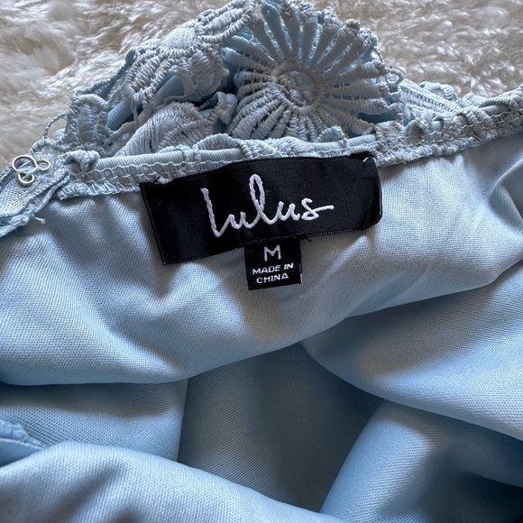 Lulus Romance Language Light Blue Backless Lace Dress Size M - Picture 7 of 10